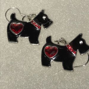 - Scotty Dog 🐕 crystal Heart Earrings